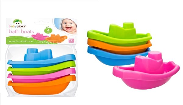 BABYPIPKIN BATH BOATS ASSORTED COLOUR PACK OF 4