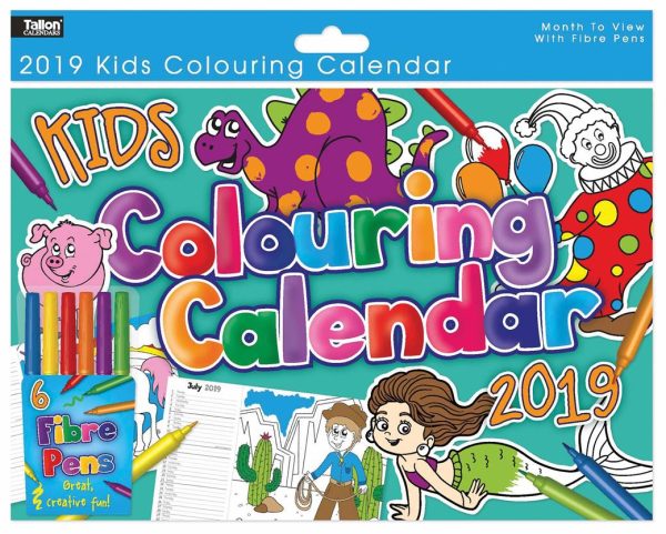 TALLON KIDSCOLOURING CALENDAR WITH 6 FIBRE PENS HEN