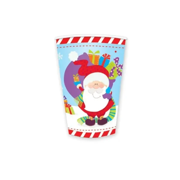 CUTE CHRISTMAS TABLE DISPOSABLE PAPER CUPS 9OZ PACK OF 8