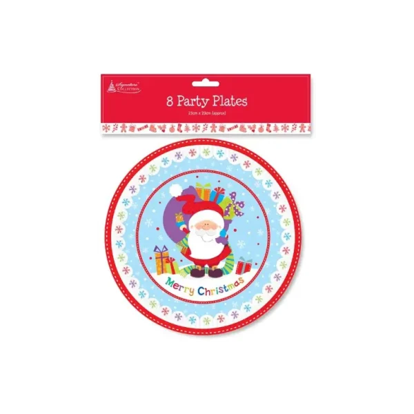 CUTE CHRISTMAS TABLE DISPOSABLE PAPER PLATES 9 INCH PACK OF 8