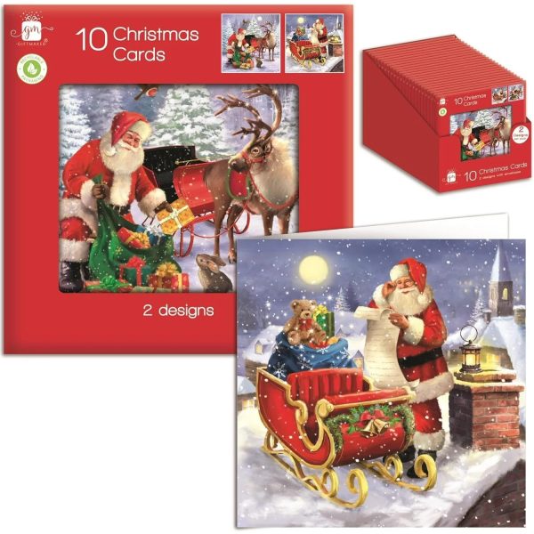 GIFTMAKER SANTA CHRISTMAS GREETINGS CARDS PACK OF 10