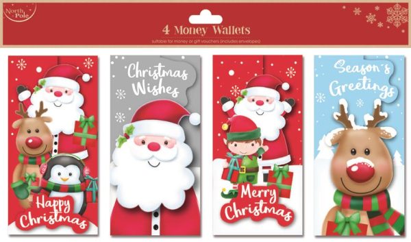 CHRISTMAS CUTE PARTY GIFT CARD MONEY WALLET PACK OF 4