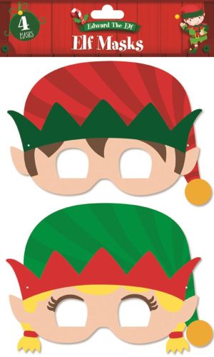 CHRISTMAS PARTY ELF MASKS PACK OF 4