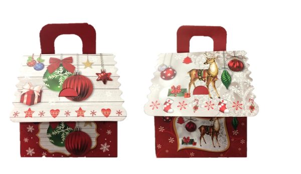 CHRISTMAS REINDEER / BAUBLES GIFT BAG BOX 12CM X 6.5CM X 10CM PACK OF 12