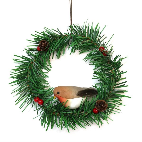 ROBIN PINE WREATH 15CM