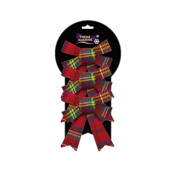 CHRISTMAS TARTAN BOWS 10CM X 10CM PACK OF 3