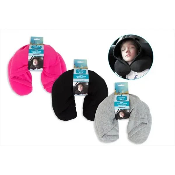 TRAVEL ESSENTIALS KIDS HOODED NECK TRAVEL PILLOW