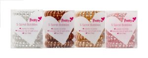 PRETTY METALLIC PLASTIC SPIRAL HAIR BOBBLES FOR GIRLS PACK OF 5