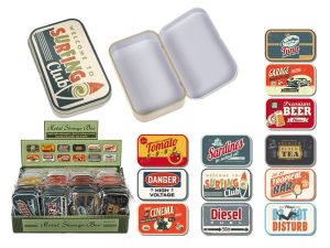 VINTAGE STYLE METAL STORAGE BOX 10X6CM IN 12 ASSORTED STYLE