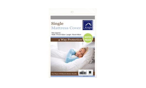 KNIGHT SINGLE MATTRESS COVER 120X190CM 4 WAY PROTECTION