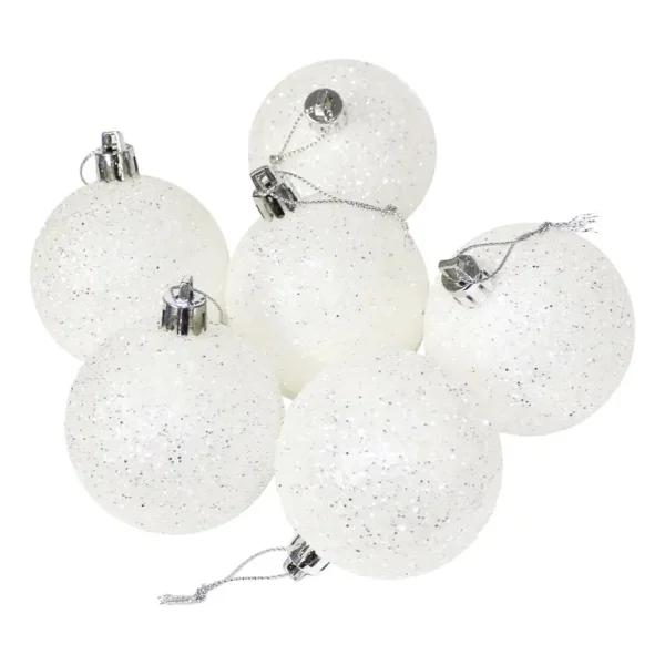 GLITTER / MATT CHRISTMAS TREE BAUBLES 60MM PACK OF 10 - SNOW