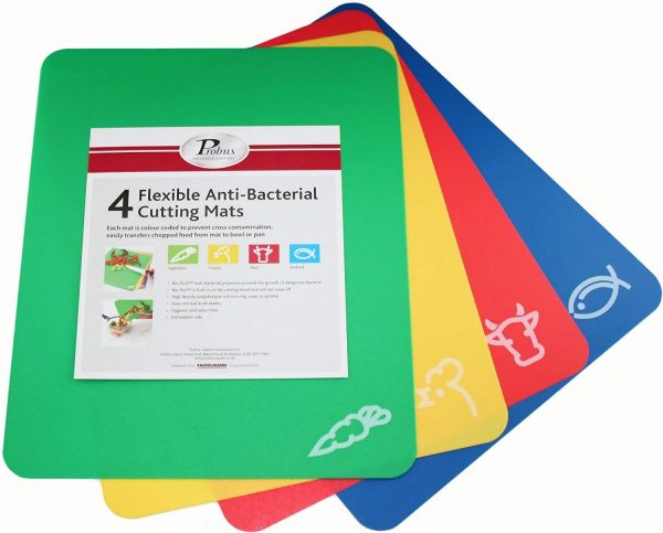 FACKELMANN FLEXIBLE ANTI BACTERIAL CUTTING MATS PACK OF 4