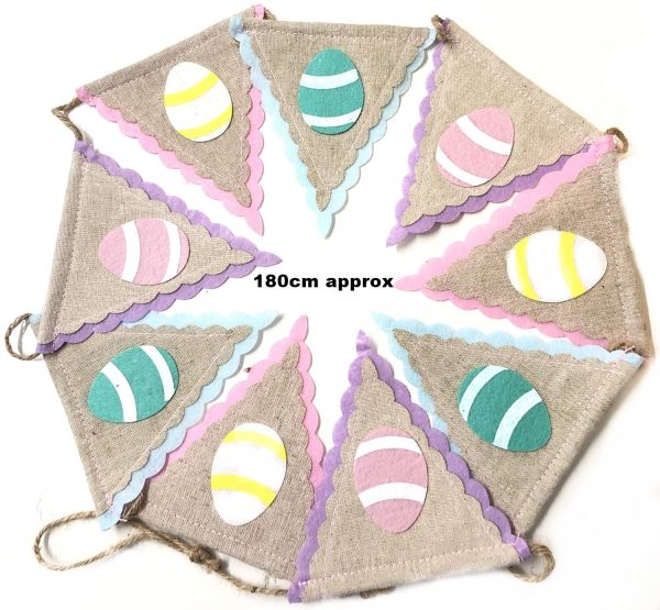 JUTE HESSAIN EASTER PARTY BUNTING DECORATION 180CM