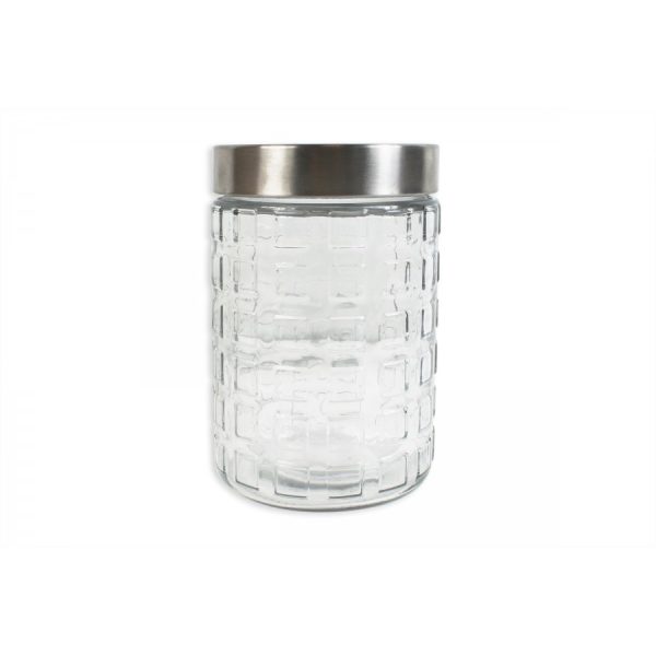 MEDIUM GLASS CANISTER WITH STAINLESS STEEL LID 1260ML