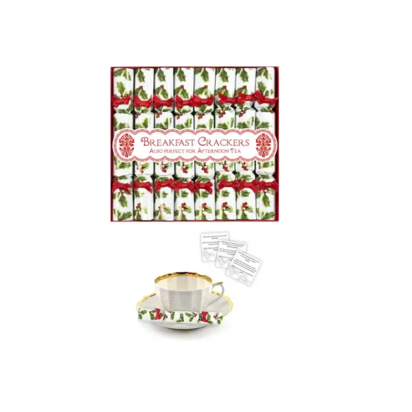 HOLLY LEAF DESIGN MINI BREAKFAST SAUCER CRACKERS PACK OF 8