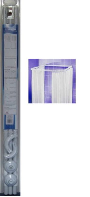 WHITE ALUMINIUM SQUARE CORNER SHOWER ROD