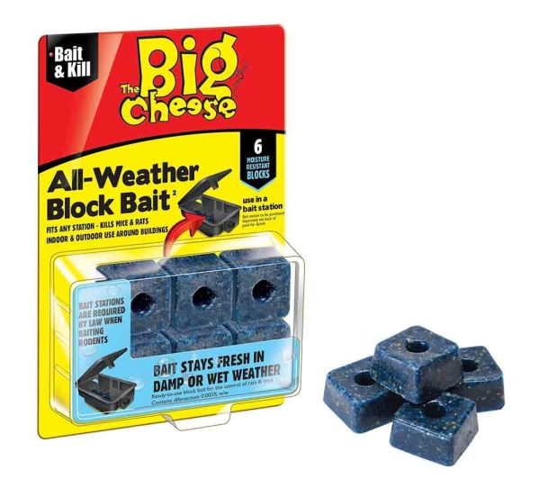 THE BIG CHEESE ALL WEATHER MOUSE & RAT BLOCK BAIT 10G PACK OF 6