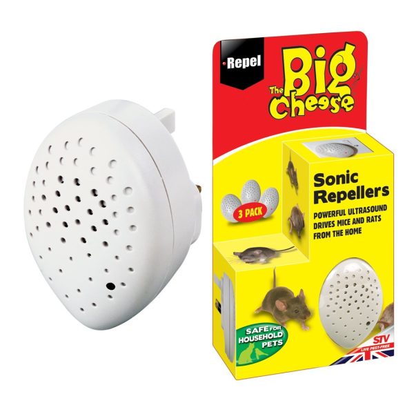 THE BIG CHEESE PLUG IN SONIC MICE & RAT REPELLERS PACK OF 3