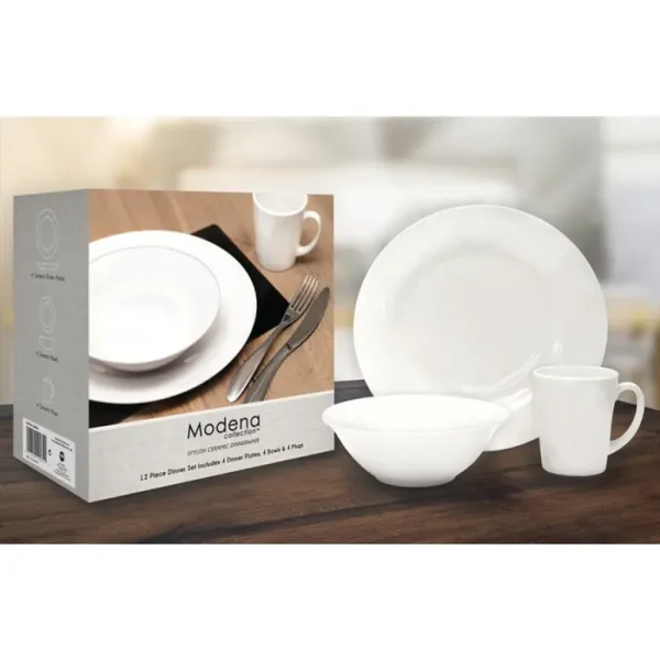 MODENA PURE WHITE DINNER SET 12 PIECES