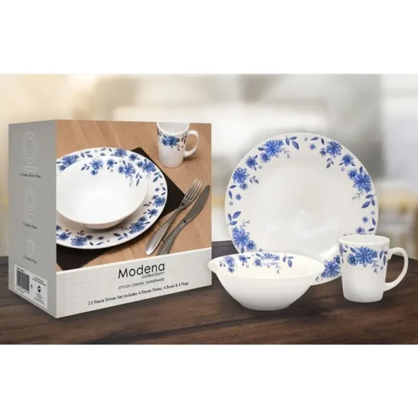 MODENA BLUE FLOWER DINNER SET 12 PIECES