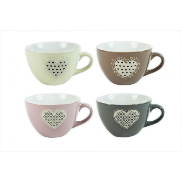 MAD ABOUT MUGS WIDE COUPE EMBOSSED HEART DESIGN MUG