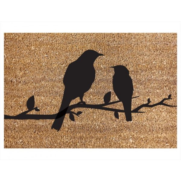 BIRDS ON A BRANCH DESIGN COIR DOOR MAT 40CM X 60CM