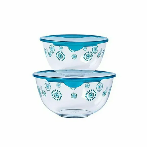 PYREX SET OF 2 MIXING BOWL FLOWER DESIGN 1 L AND 2 L