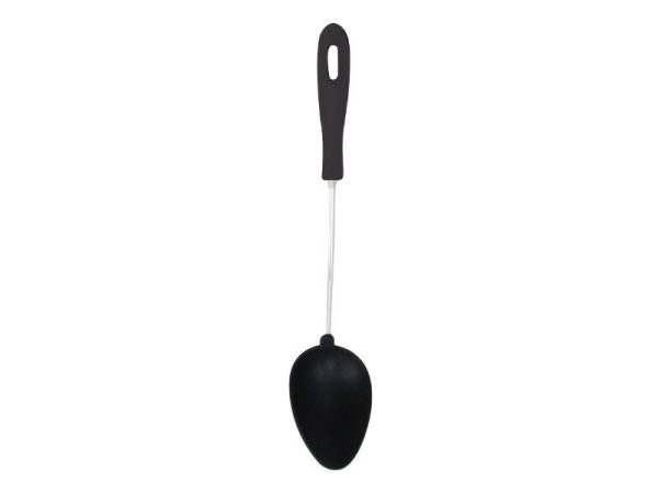 FACKELMANN INITIAL STANLESS STEEL SOLID SERVING SPOON WITH BLACK HANDLE