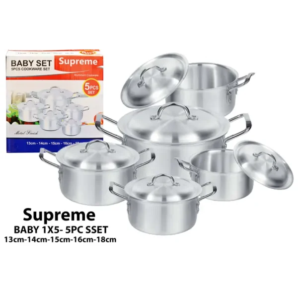 ALUMINUM COOKWARE SUPREME 5 PCS BABY SET 13 14 15 16 18 CM DEPTH