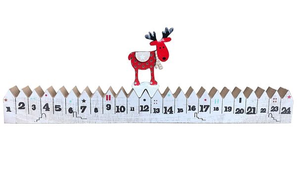 WOODEN ADVENT CALENDER 47 X 12.5 CM REINDER DESIGN