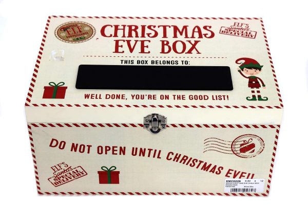 TRADITIONAL PERSONALISED WOODEN CHRISTMAS EVE GIFT BOX 30 X 20 X15 CM