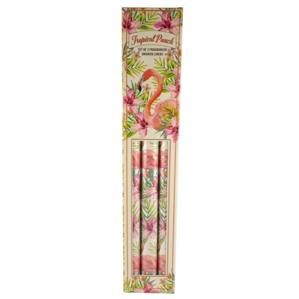 TROPICAL PUNCH SCENTED DRAWER LINERS 43CM X 58CM FLAMINGO PATTERN - 3 SHEETS