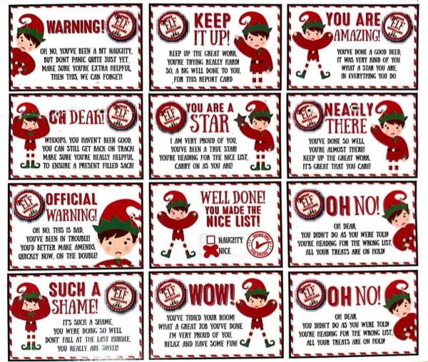 XMAS ELF REPORTS REPORT CARD KIDS MESSAGE NAUGHTY NICE ELF