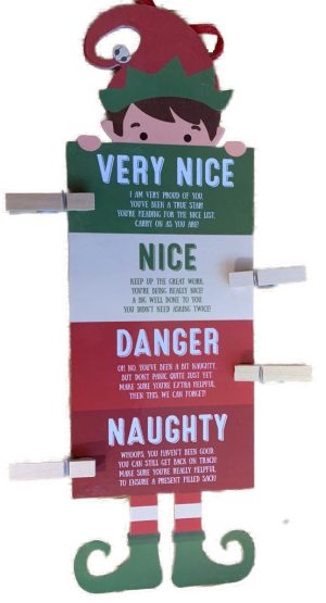 ELF BEHAVIOR PEG OMETER 4 PEGS FOR UP TO 4 NAUGHTY OR NICE KIDS 25 X 8CM
