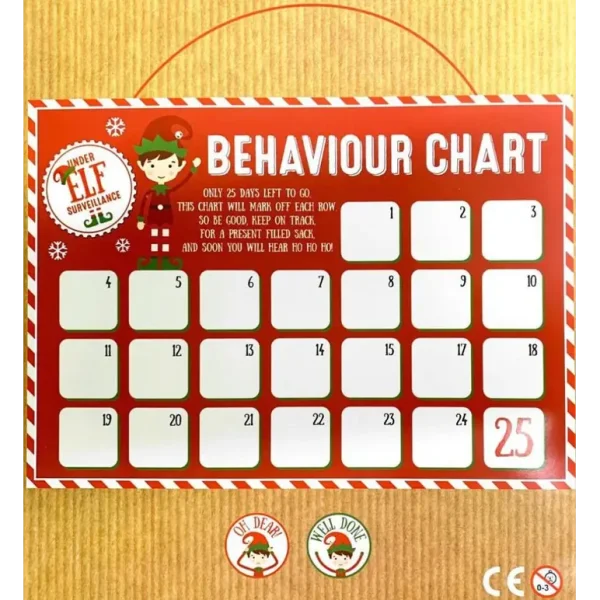 ELF ELVES BEHAVING BADLY CHRISTMAS BEHAVIOUR CALENDAR CHART 21 X 30