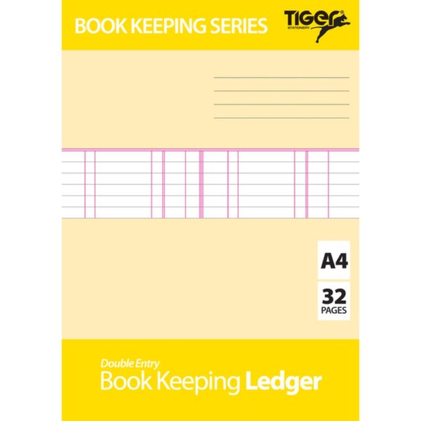 TIGER A4 BOOK KEEPING LEDGER BOOK DOUBLE ENTRY 32 PAGES