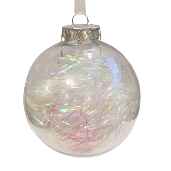 CHRISTMAS DECORATION LUXURY 80MM IRIDESCENT LAMETTA FILLED BAUBLE