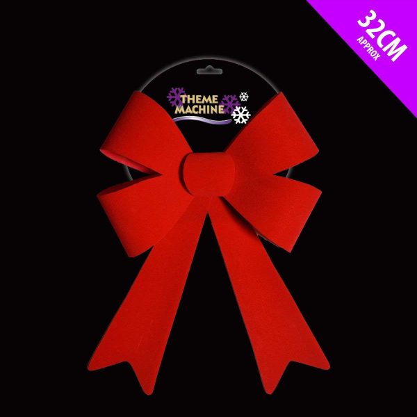 32CM LARGE RED VELOUR BOW DECORATION - CHRISTMAS TREE DECORATION