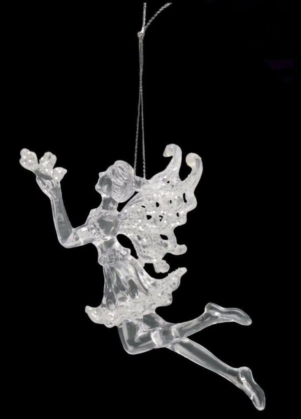 15CM CHRISTMAS DECORATION HANGING CLEAR ICICLES ACRYLIC FAIRY