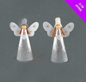 22CM ASSORTED CHRISTMAS TREE FAIRY ANGEL WHITE SEQUIN CONE