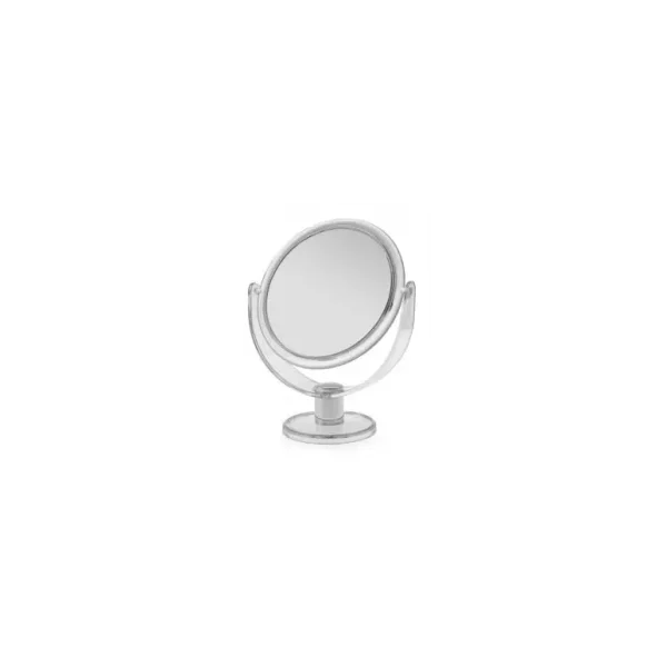 BLUE CANYON CLEAR SMALL ROUND PLASTIC STANDING MAKEUP MIRROR