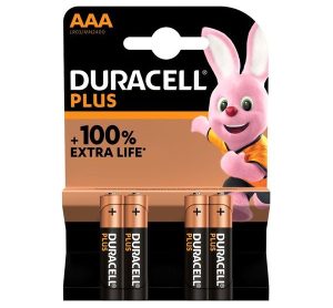 DURACELL PLUS BATTERY AAA BATTERIES MN2400PLUS - PACK OF 4