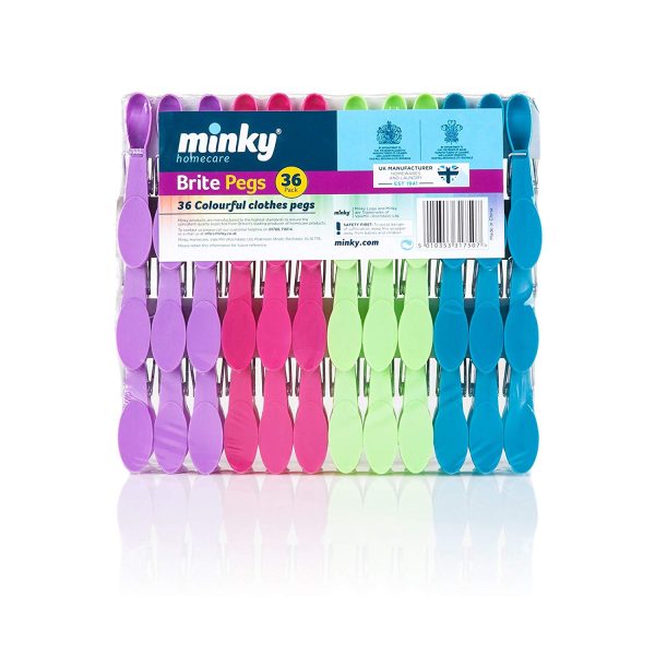 MINKY BRITE CLOTHES PEGS PACK OF 36