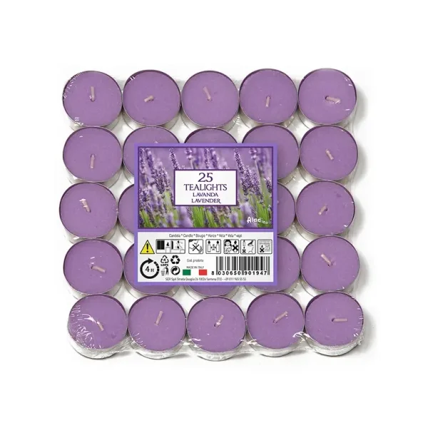 ALADINO LAVENDER TEALIGHT CANDLE 4HRS PACK OF 25