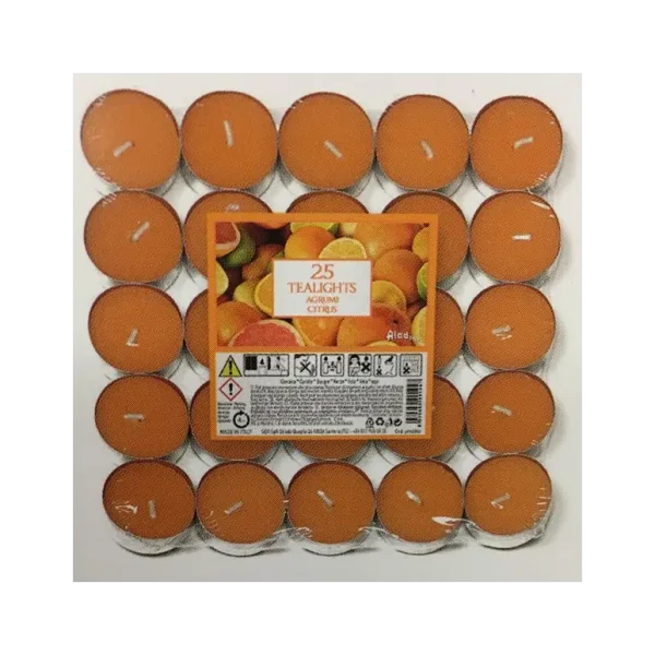 ALADINO CITRUS TEALIGHT CANDLE 4HRS PACK OF 25