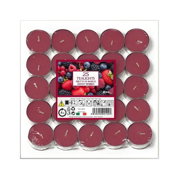 ALADINO MIXED BERRIES TEALIGHT CANDLE 4HRS PACK OF 25