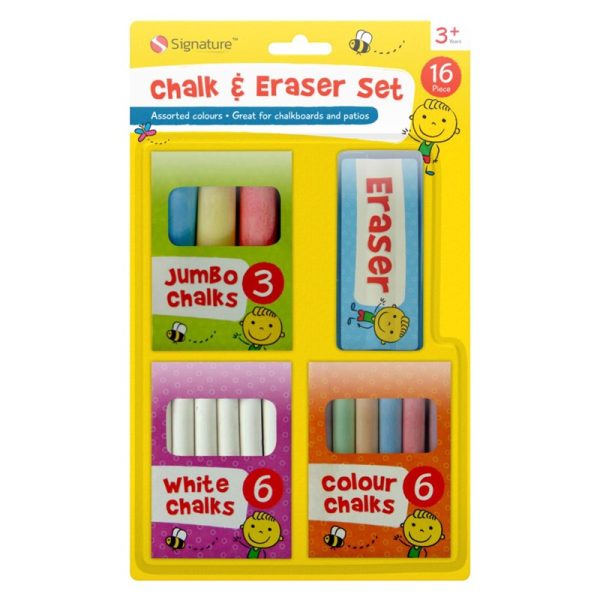 CHALK & ERASER SET 16 PIECE