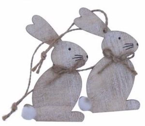 2 PACK OF 2WOODEN HANGING BUNNIES