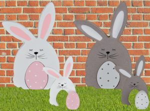 EASTER CHUNKY BUNNY AND EGG WOODEN DECORATION