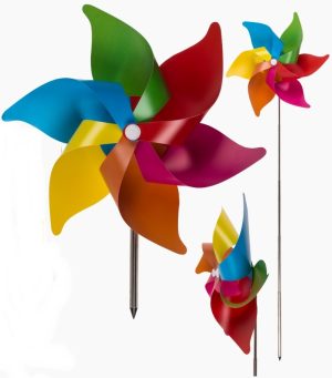 MULTICOLOURED WINDMILL WITH EXTENEDABLE METAL STICK 27CM